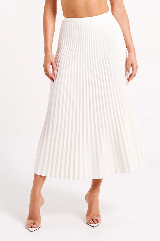 Twyla Pleated Suiting Maxi Skirt - Ivory