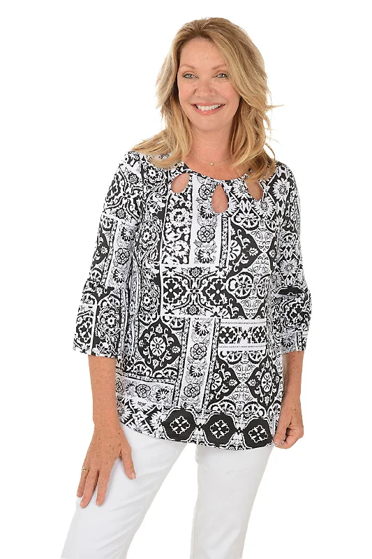 Pattern Play Triple Keyhole Knit Top