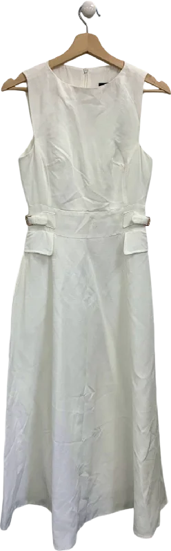 Karen Millen White Sleeveless Belted Dress UK 6