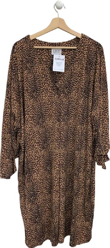 Live Brown Leopard Print Long Dress UK 26-28