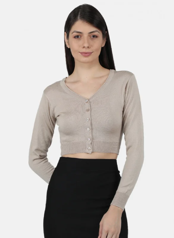 Women Beige Solid Blouse