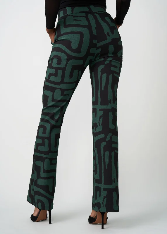 Abebe Women's African Print Stretch Wide Leg Pants (Black Malachite Geometric)