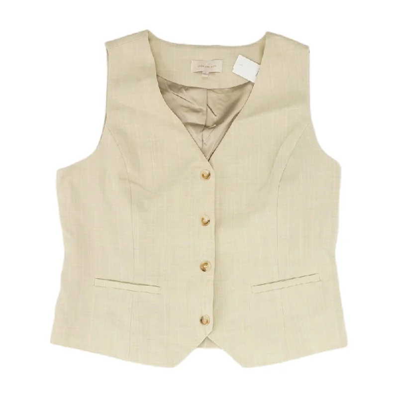 Beige Solid Suit Vest Vest