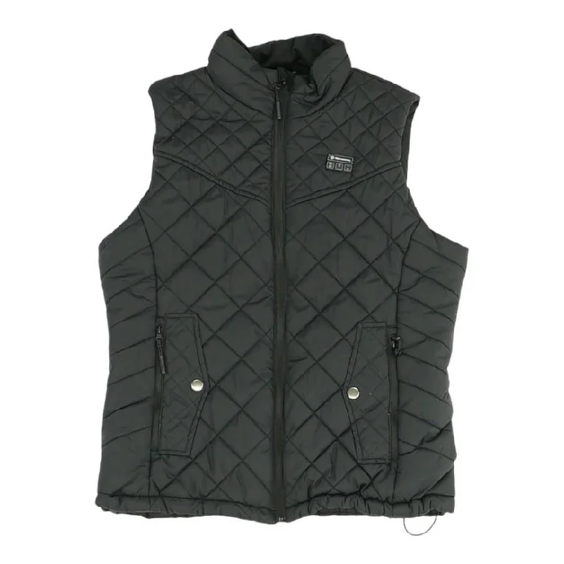 Black Solid Puffer Vest