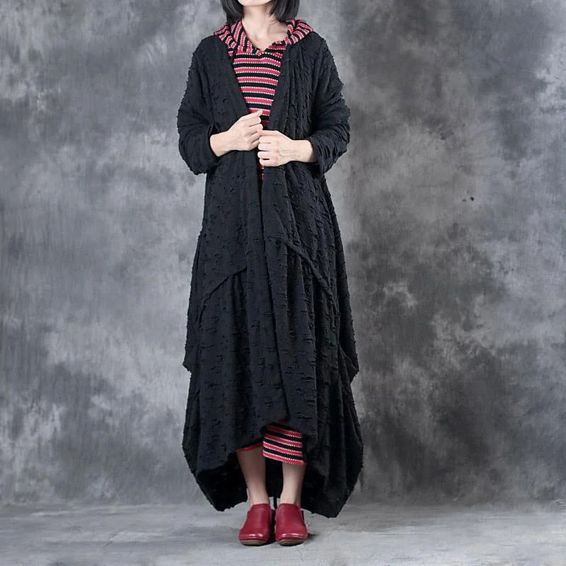 black vintage loose knit trench coats plus size casual long fashion cardigans