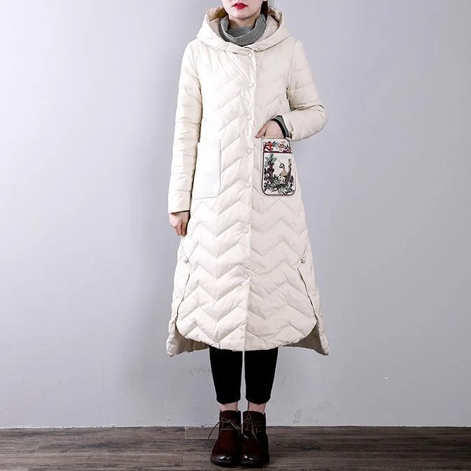 Elegant white goose Down coat trendy plus size hoodedYZ-2018111437