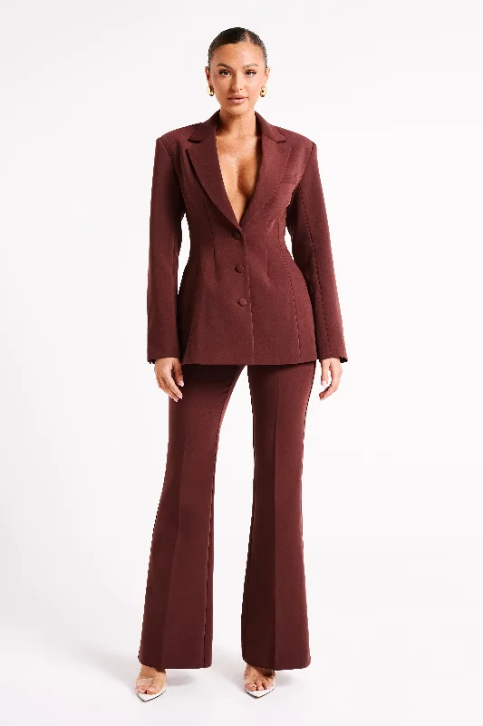 Loretta Fit & Flare Tailored Pant - Chocolate