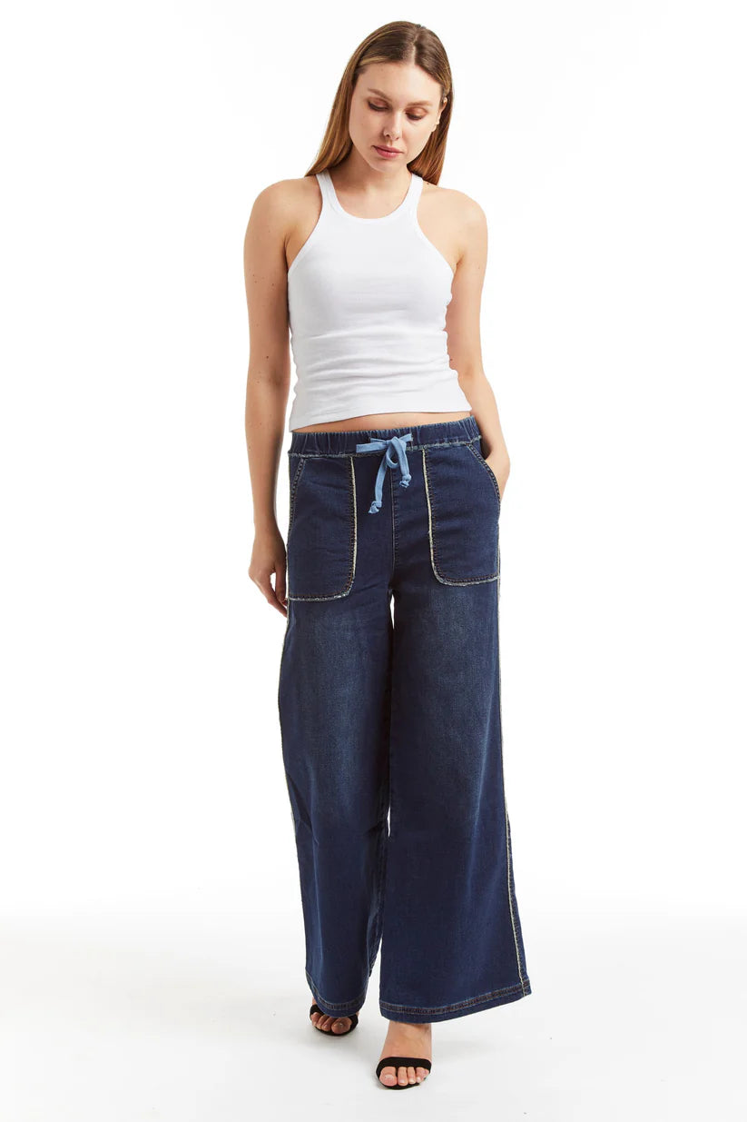 Mid Rise Lounge Pant - Dark Indigo