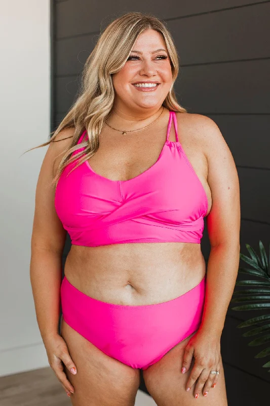 Sweet Sunshine Criss-Cross Bikini Top- Pink