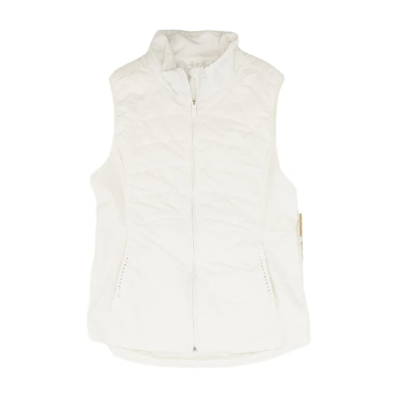 White Solid Puffer Vest