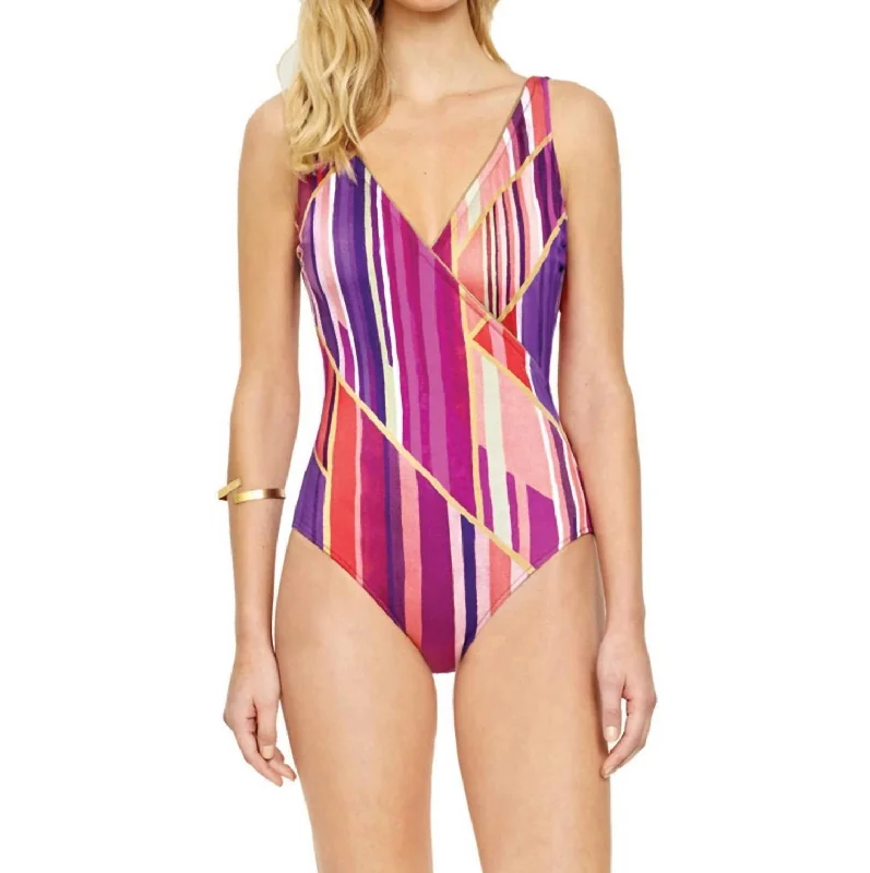 Surplice One Piece Swimsuit In Got Art Deco